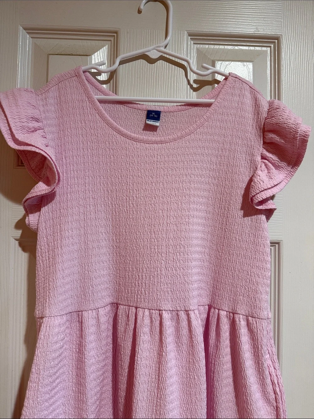 Girls' Pink Ruffle Sleeve Tiered Dress - Size XL